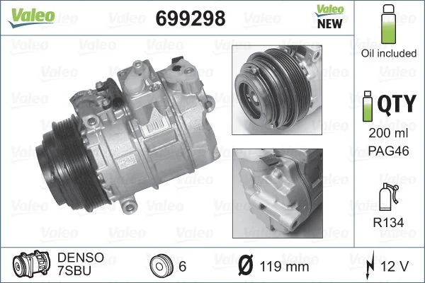 Compressor, ar condicionado VALEO 699298