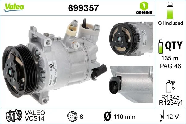 Compressor, ar condicionado VALEO 699357