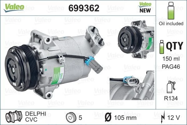 Compressor, ar condicionado VALEO 699362