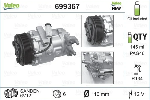 Compressor, ar condicionado VALEO 699367