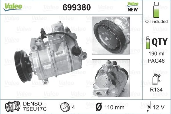 Compressor, ar condicionado VALEO 699380