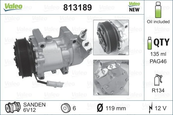 Compressor, ar condicionado VALEO 813189