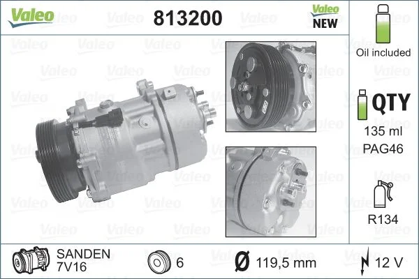 Compressor, ar condicionado VALEO 813200