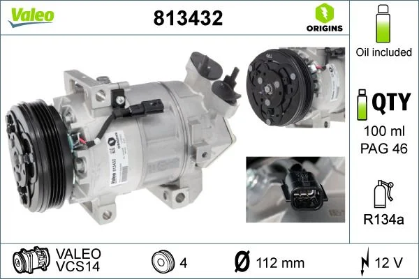 Compressor, ar condicionado VALEO 813432