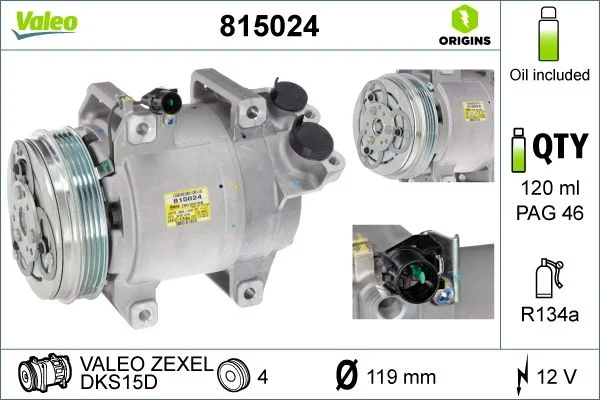 Compressor, ar condicionado VALEO 815024