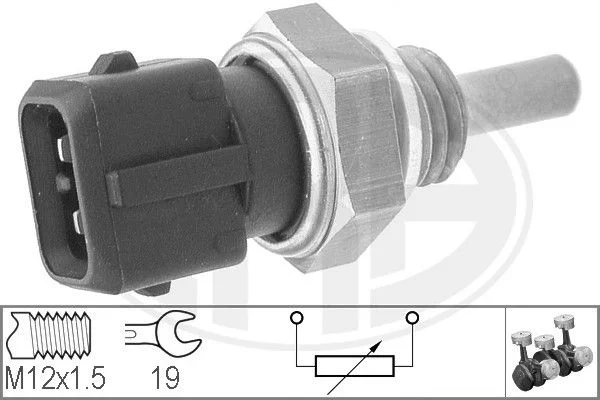 Sensor, temperatura do líquido de refrigeração ERA 330124