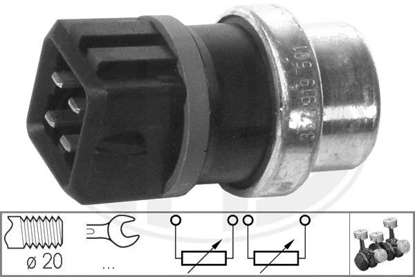 Sensor, temperatura do líquido de refrigeração ERA 330128