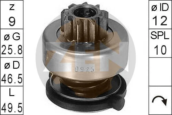 Engrenagem de roda livre, motor de arranque ERA ZN0925