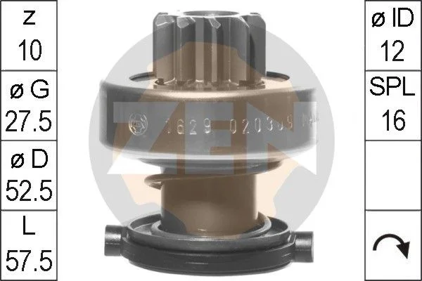 Engrenagem de roda livre, motor de arranque ERA ZN1629
