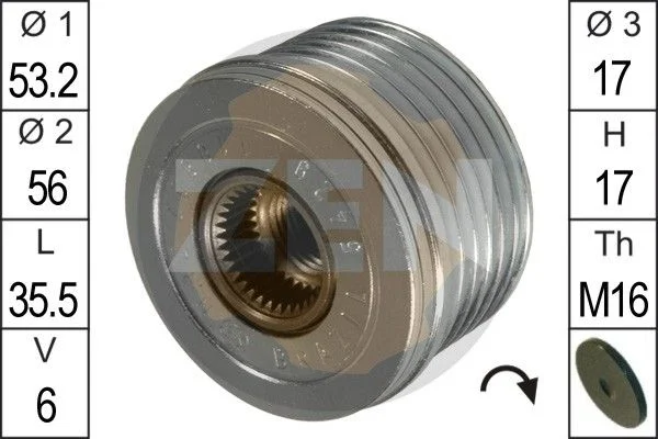 Embraiagem de roda livre, alternador ERA ZN5429