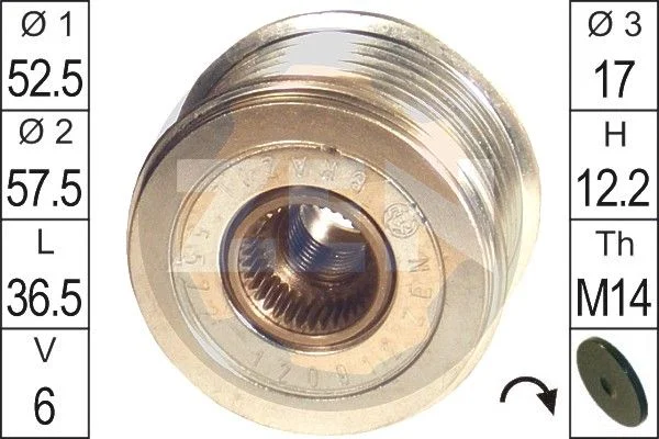Embraiagem de roda livre, alternador ERA ZN5572
