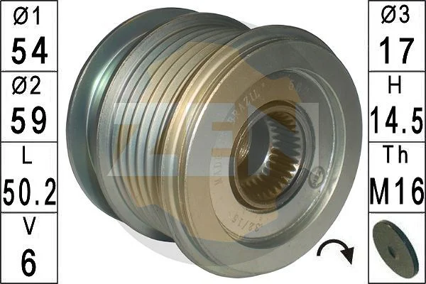 Embraiagem de roda livre, alternador ERA ZN5624