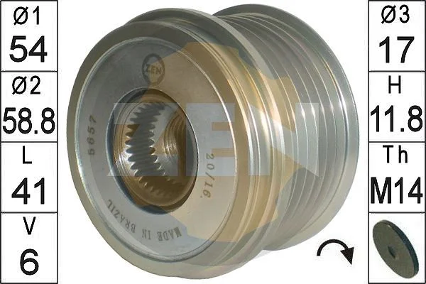 Embraiagem de roda livre, alternador ERA ZN5657