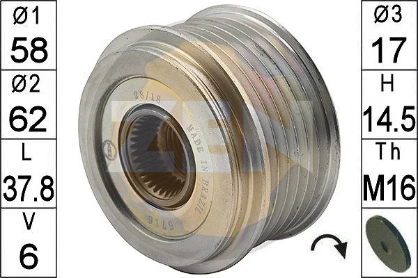 Embraiagem de roda livre, alternador ERA ZN5716
