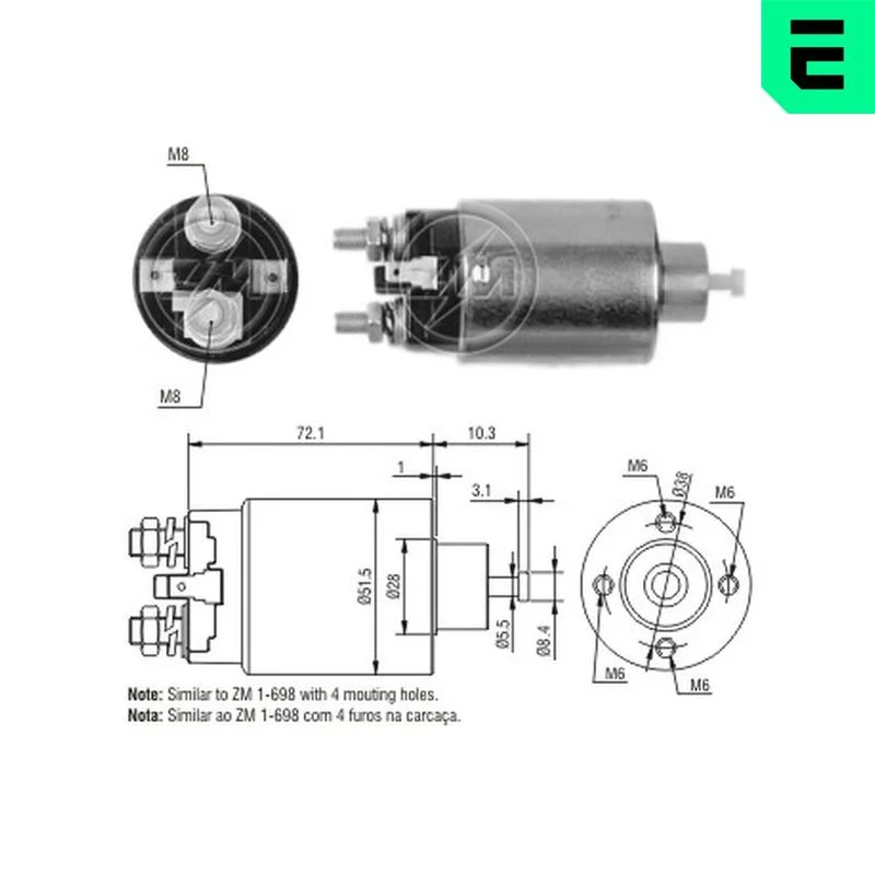 Solenoid Switch, starter ERA ZM5698