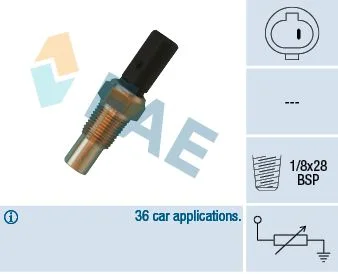 Sensor, temperatura do líquido de refrigeração FAE 32650