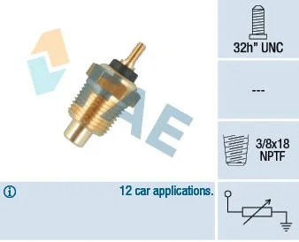 Sensor, temperatura do líquido de refrigeração FAE 32713