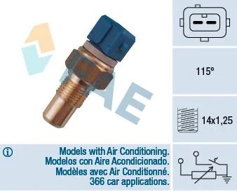 Sensor, temperatura do líquido de refrigeração FAE 34110