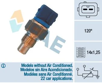 Sensor, temperatura do líquido de refrigeração FAE 34460