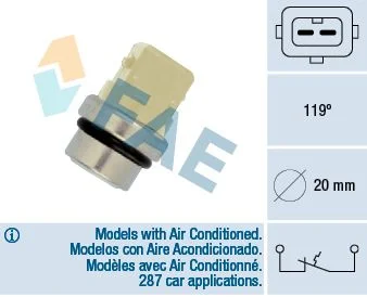 Interruptor de temperatura, lâmpada de aviso de refrigeração FAE 35310