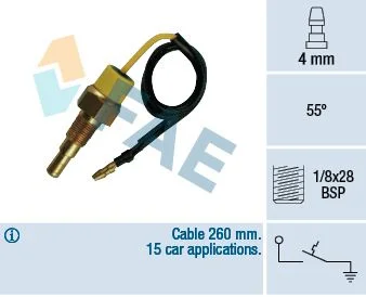 Interruptor de temperatura, lâmpada de aviso de refrigeração FAE 35790