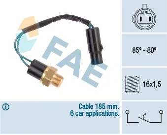 Interruptor de Temperatura, ventoinha do radiador FAE 36610
