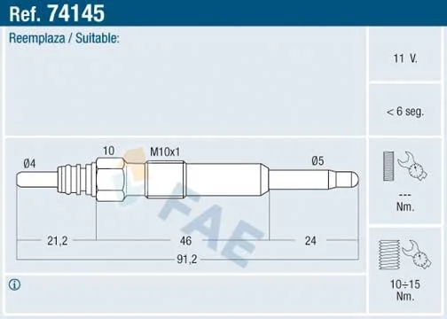 Glow Plug FAE 74145