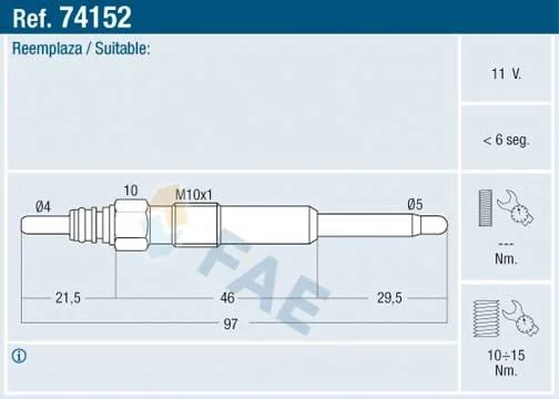 Vela de Incandescência FAE 74152