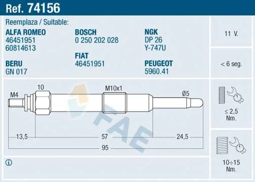 Glow Plug FAE 74156