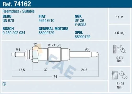 Glow Plug FAE 74162