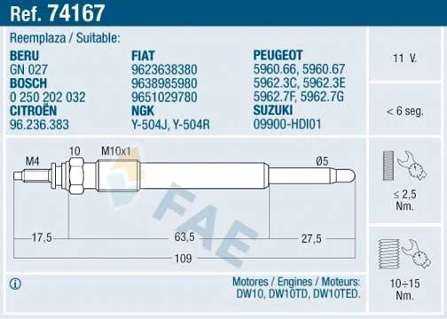 Glow Plug FAE 74167