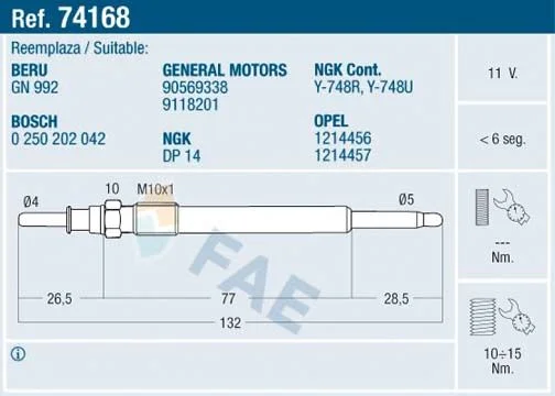 Glow Plug FAE 74168