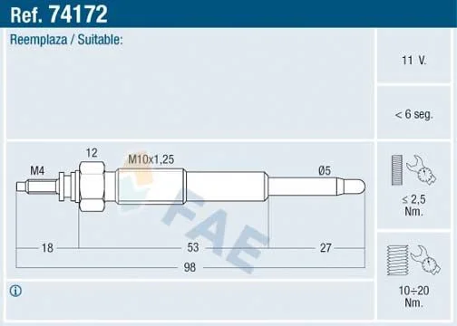 Glow Plug FAE 74172