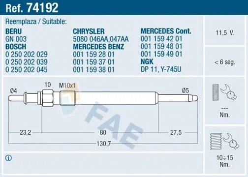 Glow Plug FAE 74192