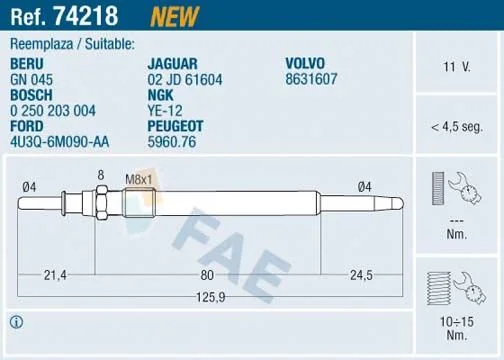 Vela de Incandescência FAE 74218