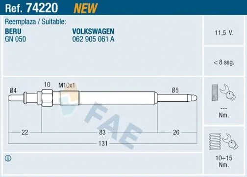 Glow Plug FAE 74220