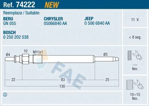 Glow Plug FAE 74222