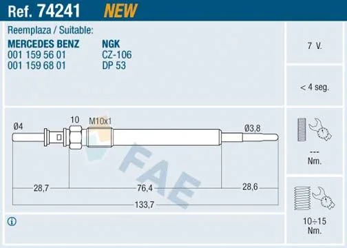 Vela de Incandescência FAE 74241