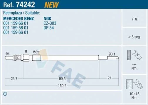 Vela de Incandescência FAE 74242