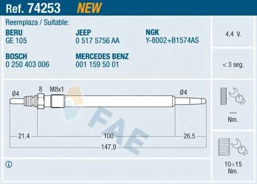Glow Plug FAE 74253