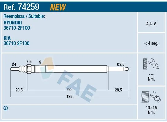 Vela de Incandescência FAE 74259