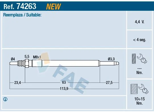 Vela de Incandescência FAE 74263