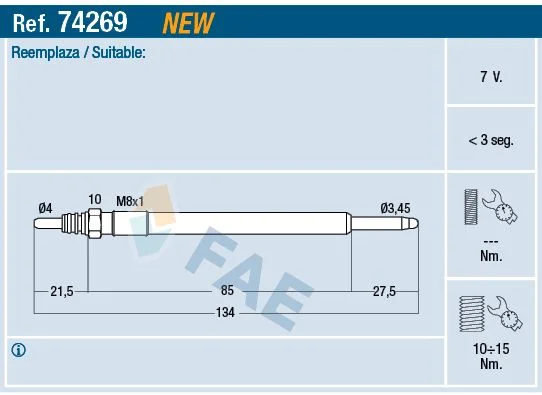 Vela de Incandescência FAE 74269
