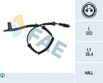 Sensor, velocidade da roda FAE 78027