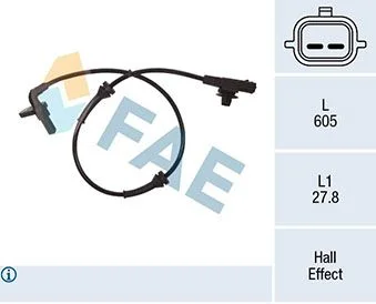 Sensor, velocidade da roda FAE 78275