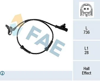 Sensor, velocidade da roda FAE 78328