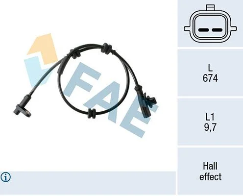 Sensor, velocidade da roda FAE 78454