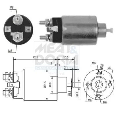 Solenoid Switch, starter MEAT&DORIA 46095
