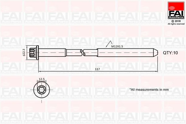 Varžtų kompl., cil. galvutės varžtai FAI AutoParts B1018