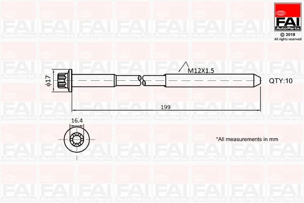Varžtų kompl., cil. galvutės varžtai FAI AutoParts B1756